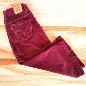 Levis Womens Low Rise Corduroy Capri /Crop Pants Size 12  Burgundy Red